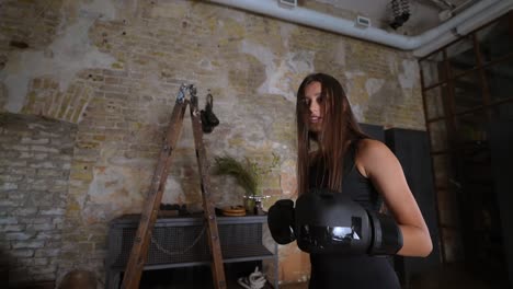 Woman Boxing in a Studio
