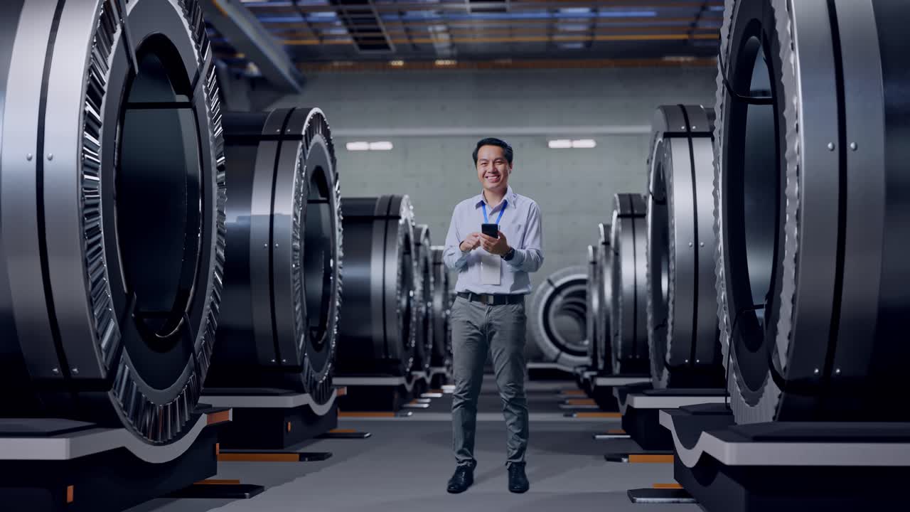 ingeniero que trabaja en una instalación industrial moderna