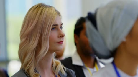 Caucasian-businesswoman-attending-a-business-seminar-4k