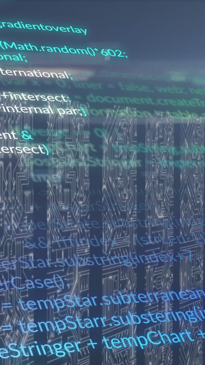 Animation of data processing on blue background