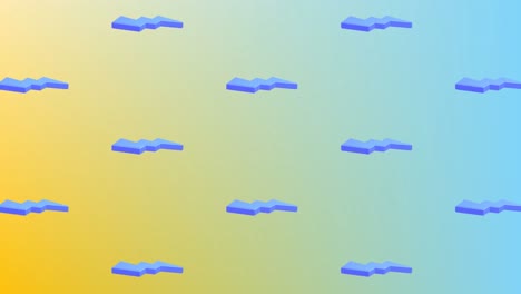 animación de iconos de relámpago azul repetidos en fondo amarillo y verde