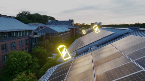 solar panels with glowing battery icons