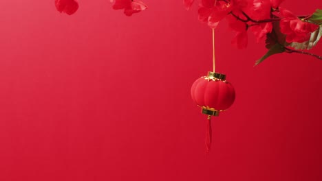 video de decoración china roja sobre fondo rojo