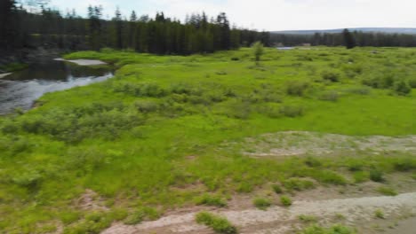 Aufschlussreicher-Yellowstone-Nebenfluss-In-Einer-Bewaldeten-Landschaft,-Montana,-USA