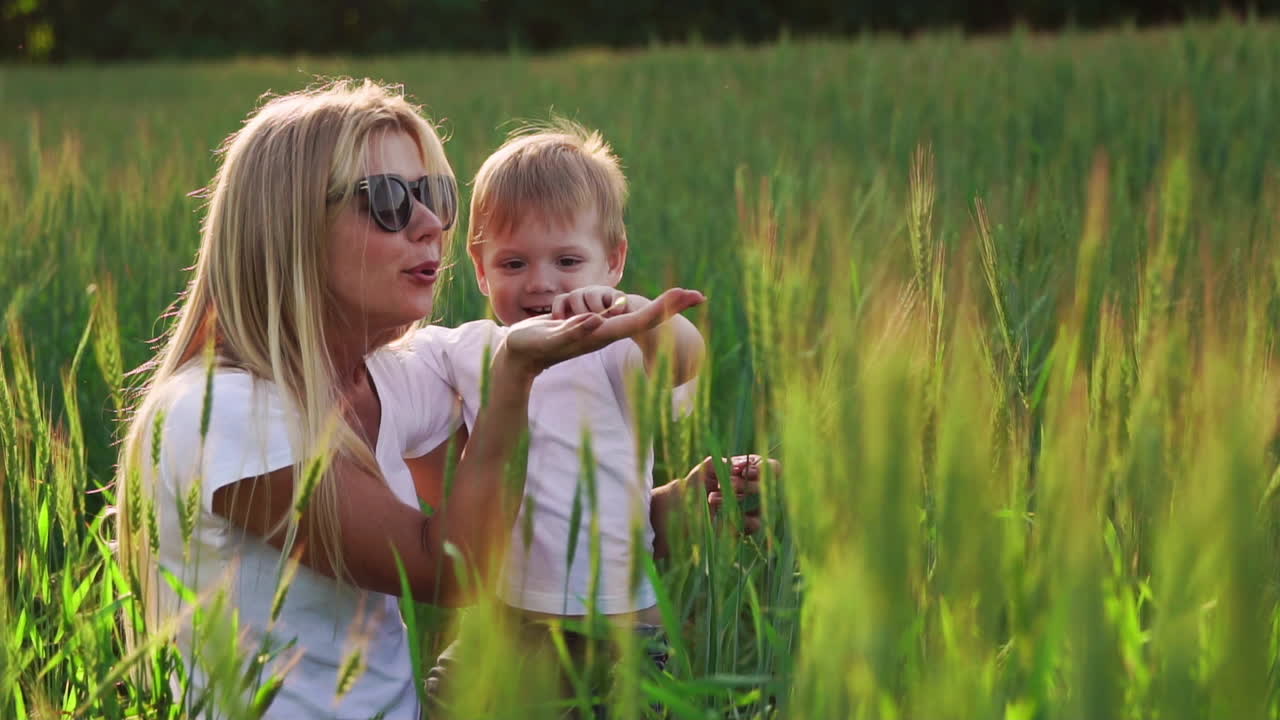 Spring portrait of mother and son on Mother's Day.
