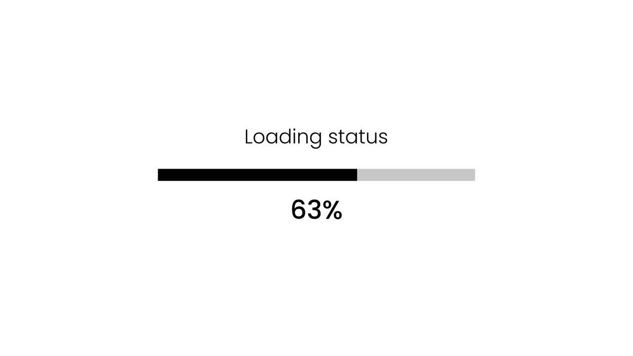 Process indicator from 0 to 100 increasing percentage animation isolated on white background