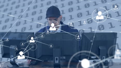 animación de redes de conexiones y procesamiento de datos sobre el hombre utilizando computadoras