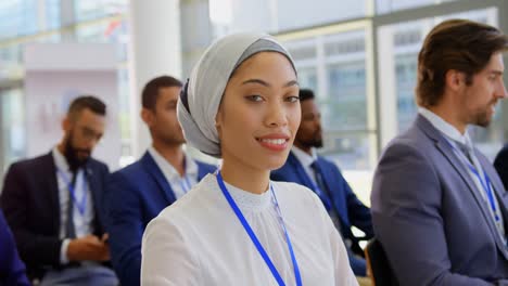 Asian-businesswoman-attending-a-business-seminar-4k