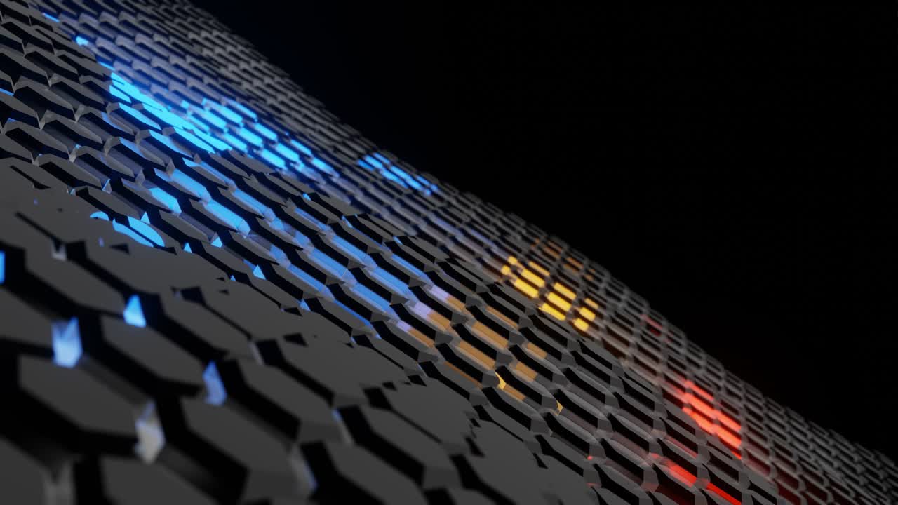 hexágonos futuristas abstractos tecnología de ondas animación de fondo renderización 3d