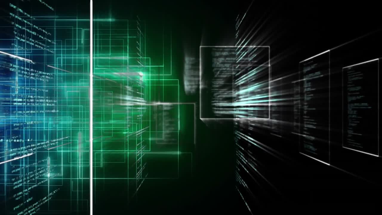 Animation of data processing over light trails