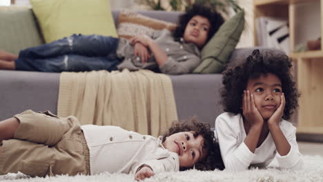 trying to keep the boys calm with a movie