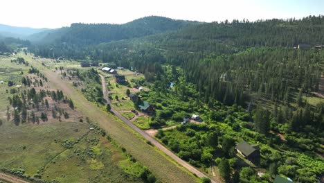 a drone flight in the crystal mountain subdivision of the red feather lakes colorado community during early morning light