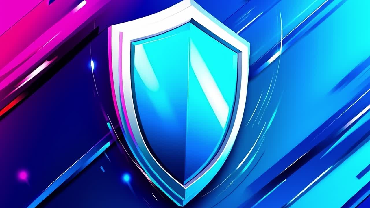 Cybersecurity Shield on Neon Background