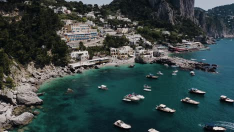 aerial view of boats moored alongside italy's hotel weber ambassador