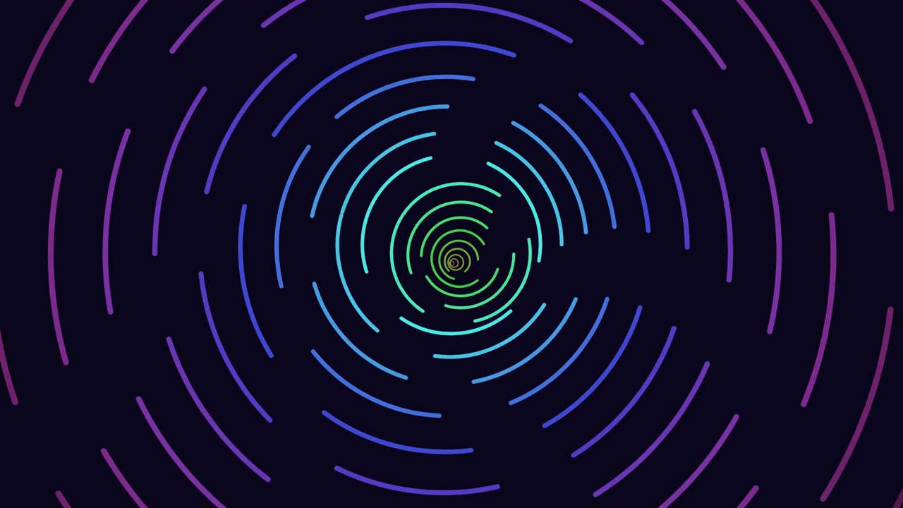 Abstract Rotating Spiral of Colorful Neon Lines
