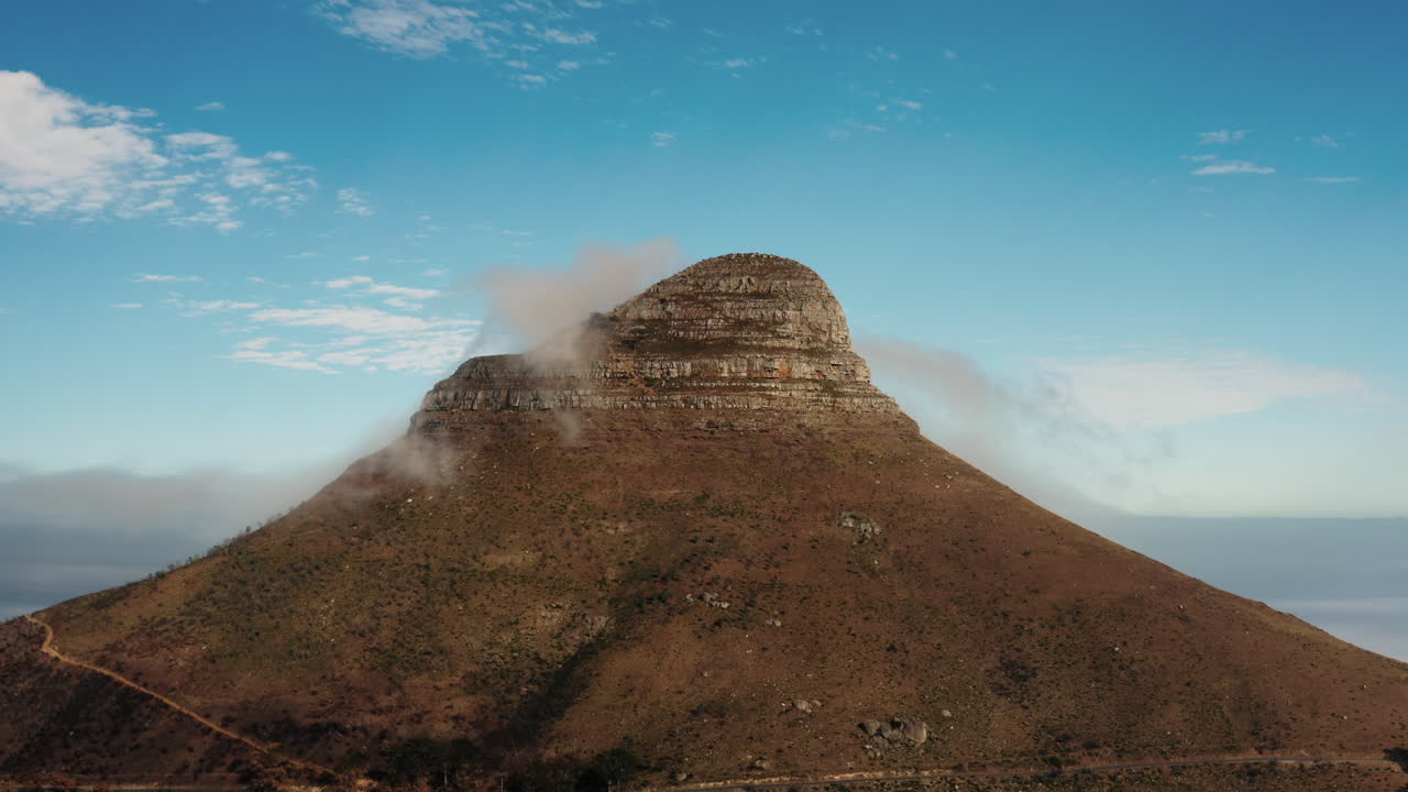Drone Shot of Lion's Head in Cape Town, South Africa