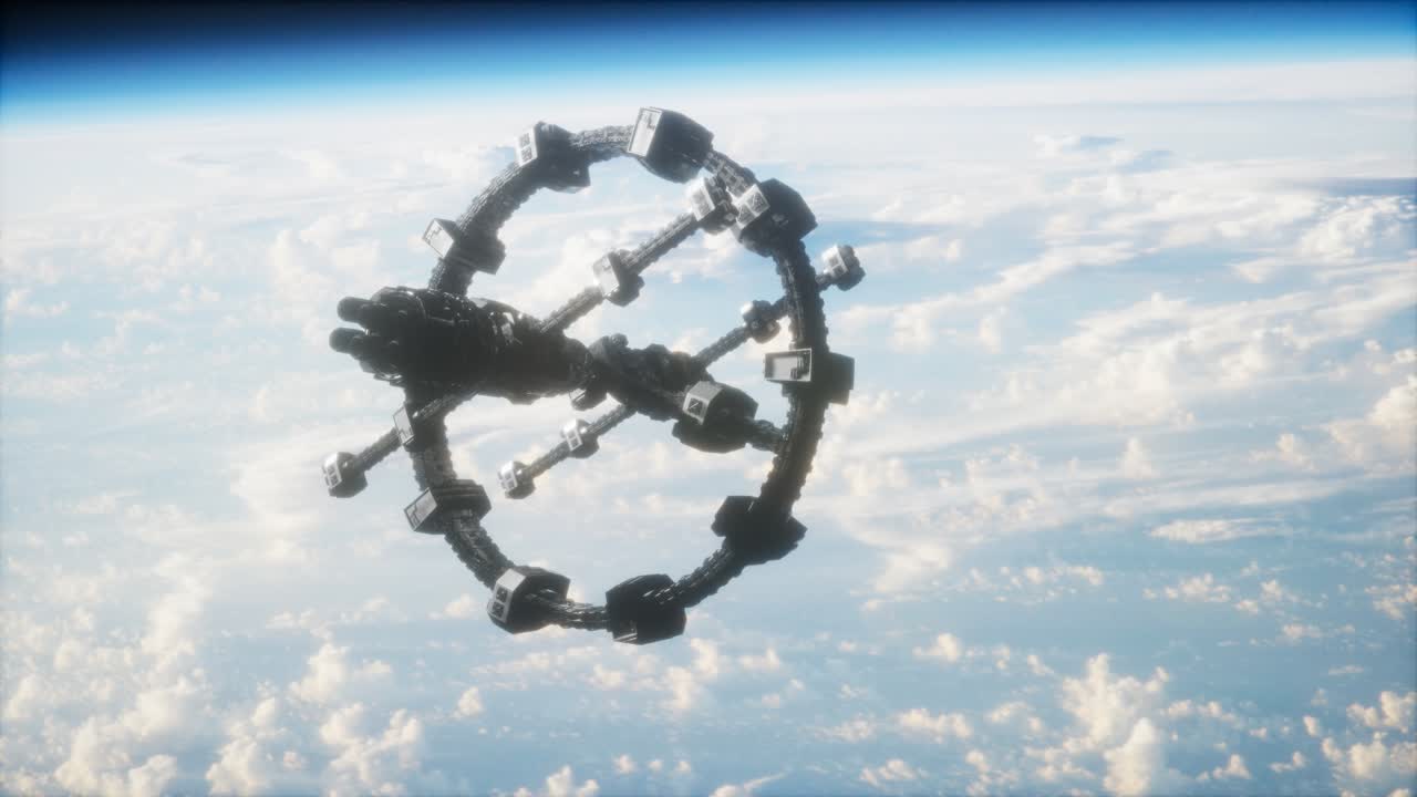 지구와 외계 우주 정거장 iss