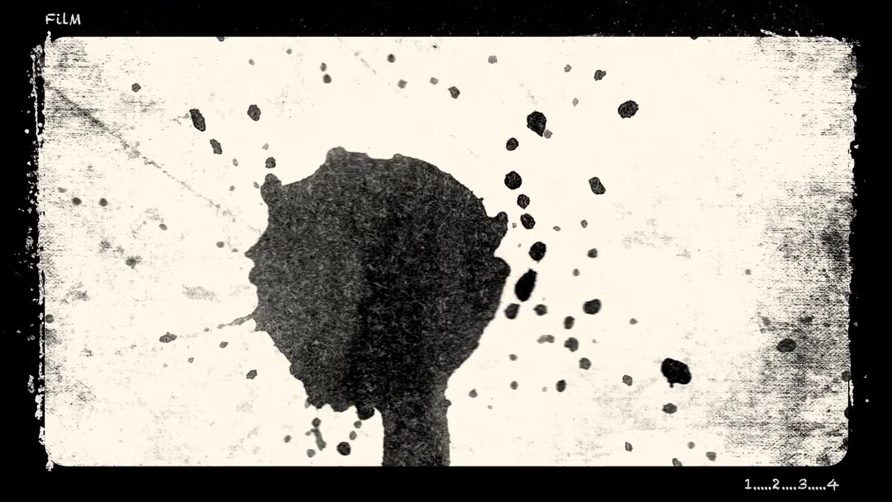 Animerad Grunge Bläckstänk och Texturerad Filmruta Bakgrund