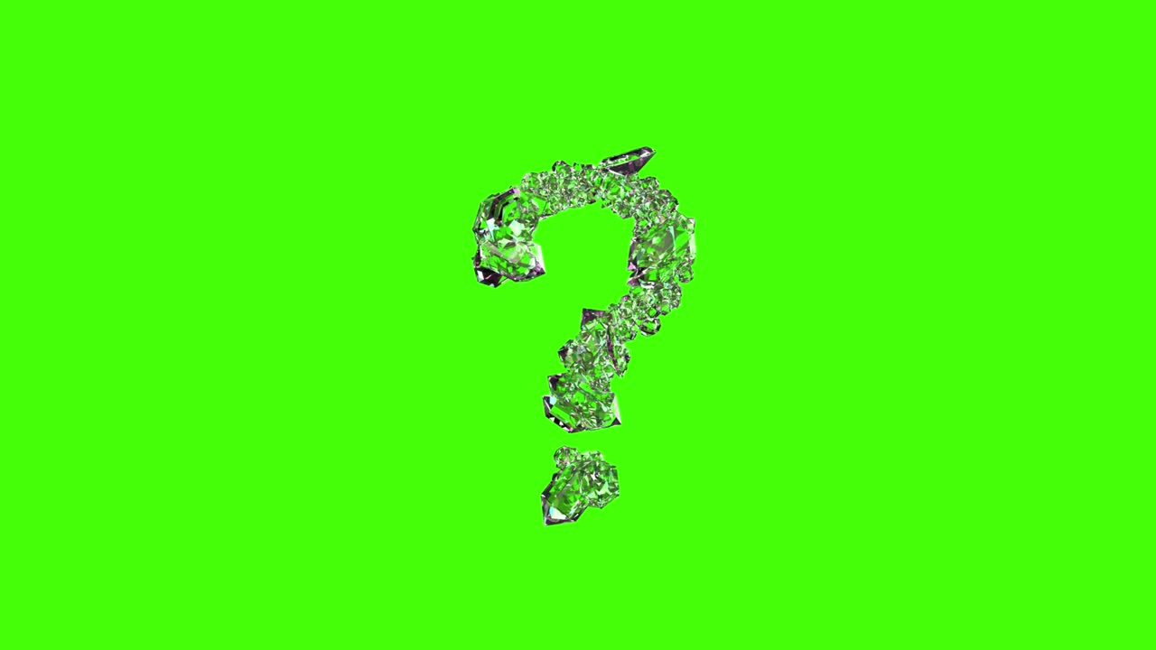 clear diamonds crystal font - question mark on green screen, isolated - loop video