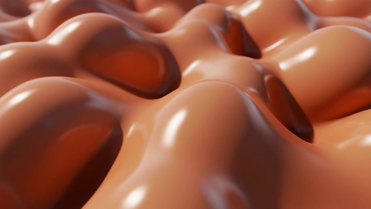 Animación 3D abstracta de una superficie de caramelo líquido ondulante