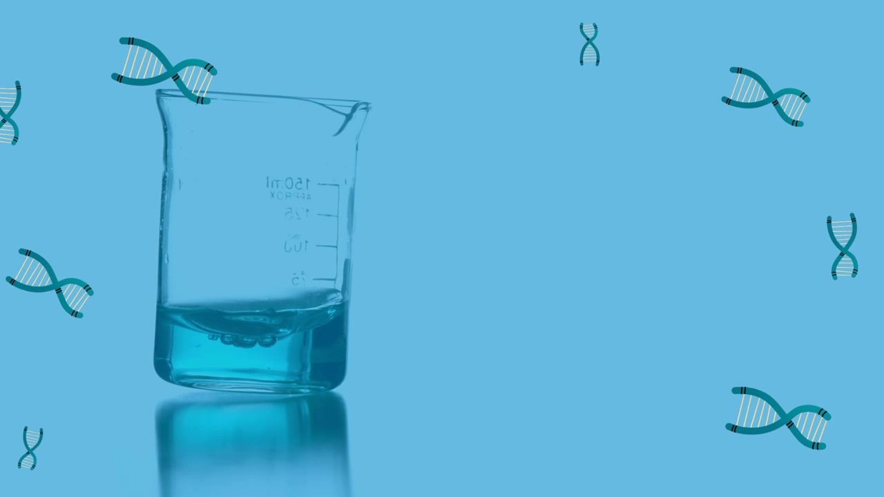 Animation of dna strands over measuring cup