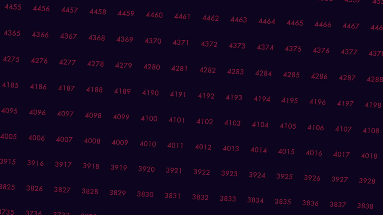 patrón de números aleatorios en filas en el espacio oscuro