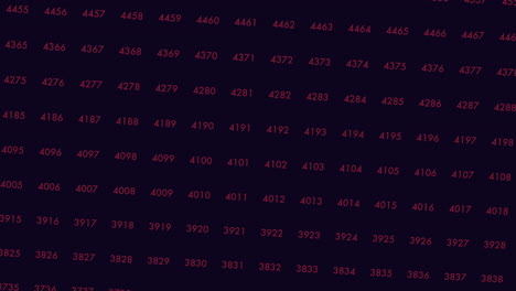 patrón de números aleatorios en filas en el espacio oscuro