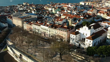 aerial view of lisbon in the morning, lisbon, portugal