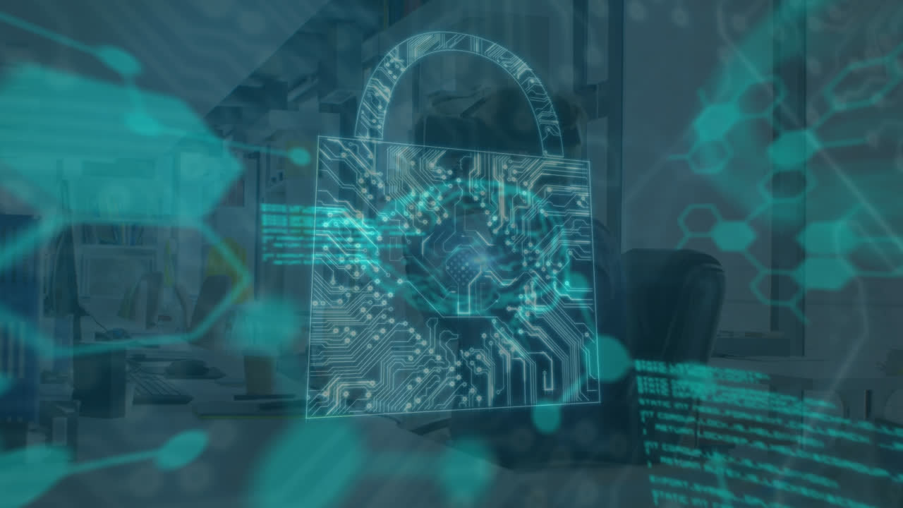 animación de escaneo de alcance y procesamiento de datos sobre empresario caucásico usando auriculares vr