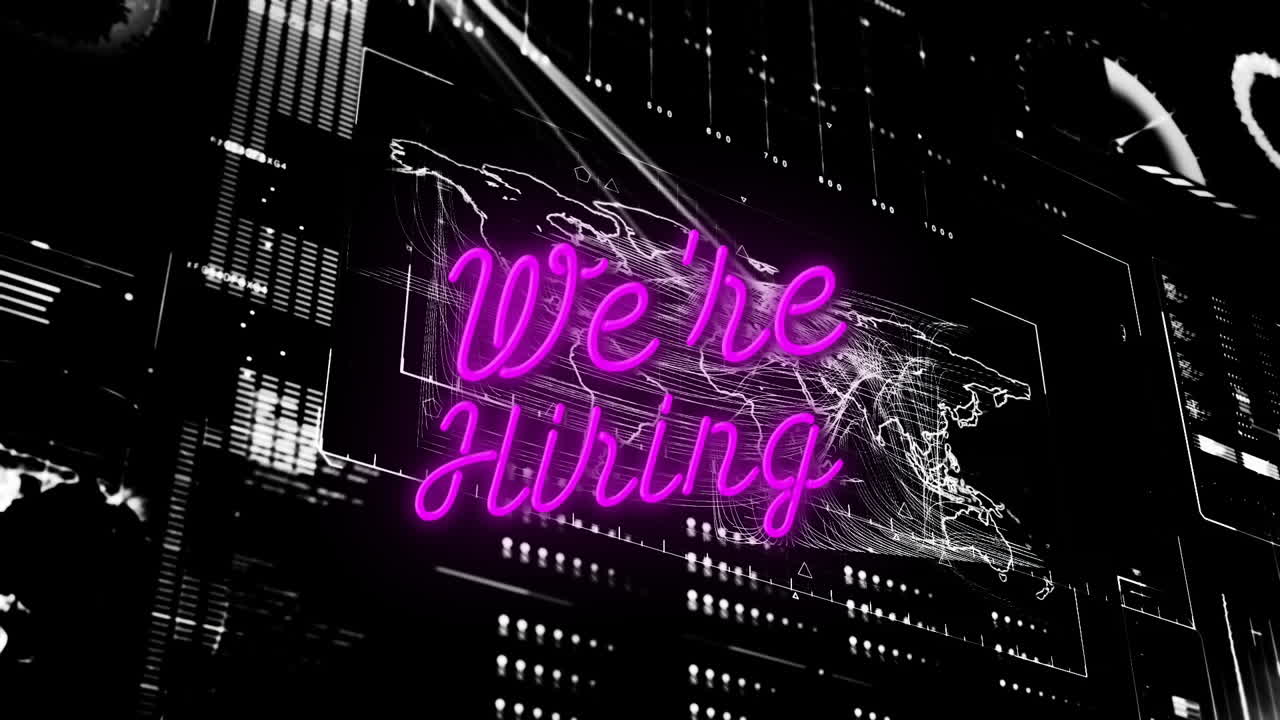 estamos contratando animación de texto sobre mapa digital del mundo y visualización de datos