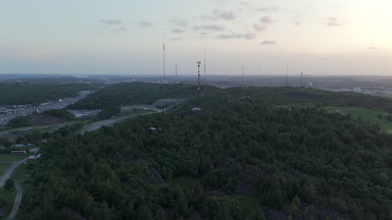 Telecommunication Antenna's on a Forested Hill in Sudbury, ON - Aerial