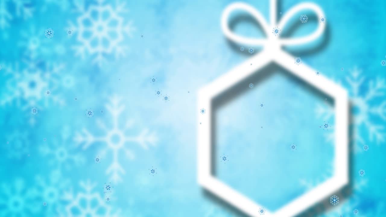 파란색 배경에 떨어지는 눈송이의 애니메이션