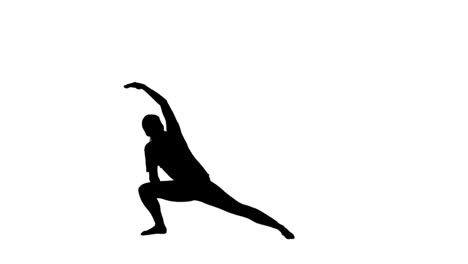 Frau-Macht-Yoga-In-Schwarzer-Silhouette