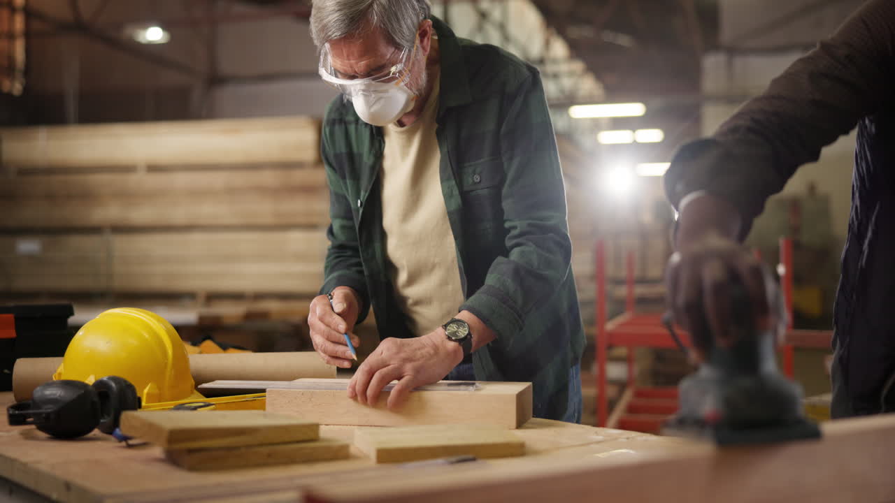 Woodworkers in workshop
