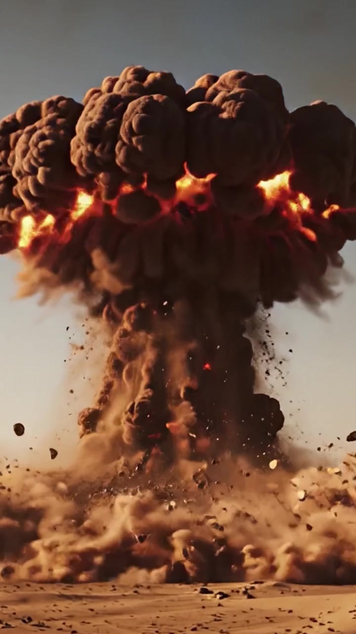 Dramatischer Wandel von Explosion zu Eruption: Atemberaubende visuelle Darstellung eines katastrophalen Ereignisses, festgehalten in zwei Einzelbildern