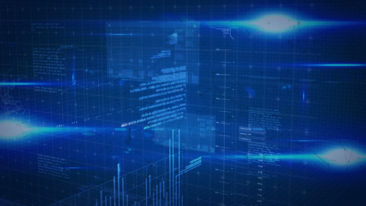 파란색 배경 위의 데이터 처리 애니메이션