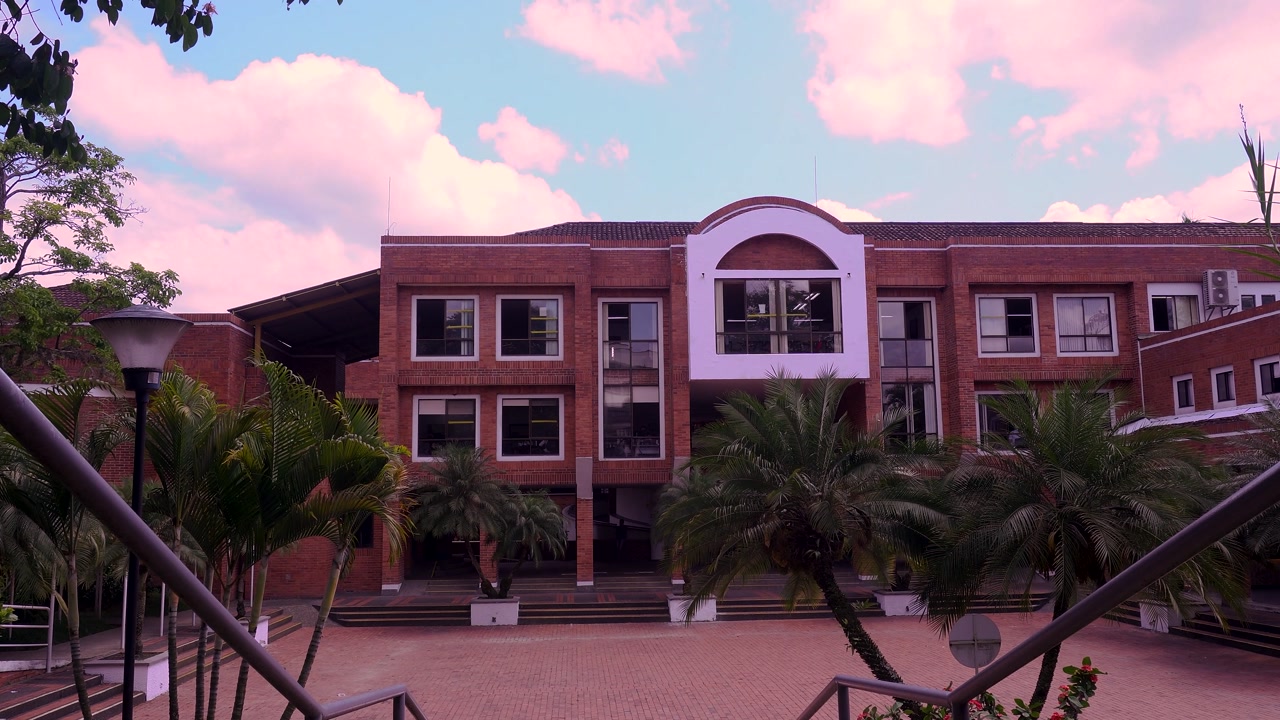 University Campus Walkways with Trees and Modern Buildings