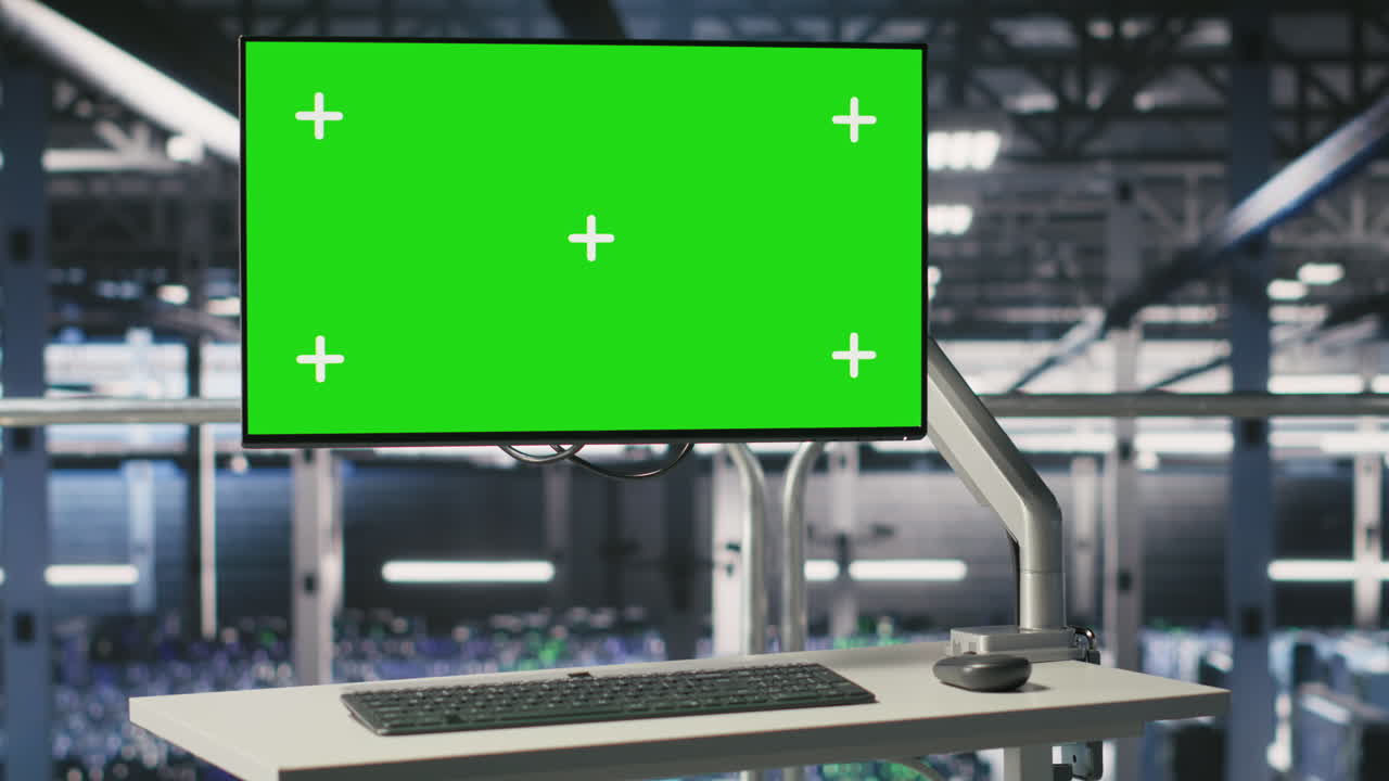 Server hub green screen computer monitoring systems