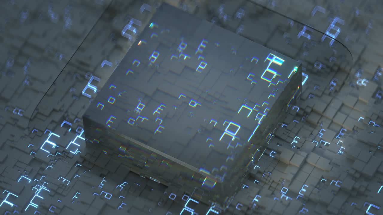 cubo de vidrio futurista bucle sin costuras animación de renderizado en 3d