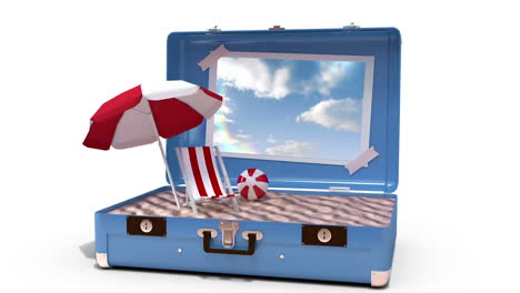 Beach-accessories-being-drop-in-suitcase