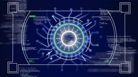 animación del procesamiento de datos digitales a través de una placa de circuitos informáticos