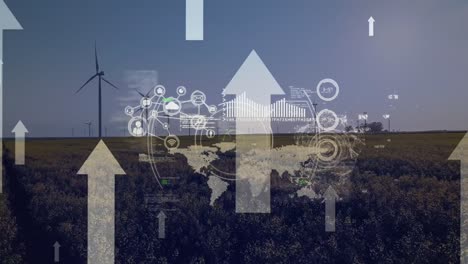 animación del procesamiento de datos sobre turbinas eólicas