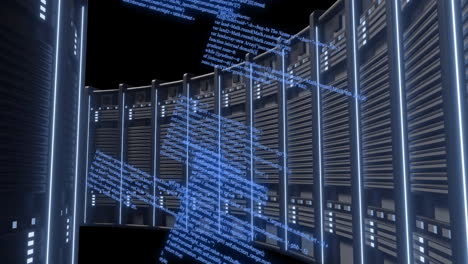 animazione dell'elaborazione dei dati digitali su server informatici