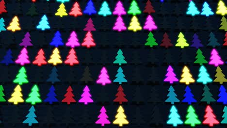 christmas card with multicolor garland, light bulbs in form of christmas tree on plane. beautiful looping new year composition. new year banner, neon garland or christmas toys in form of christmas tree