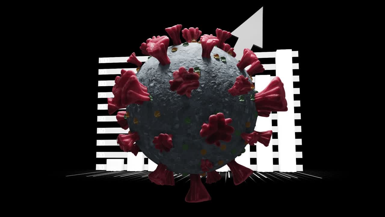 코로나19 세포의 애니메이션과 데이터 처리 통계