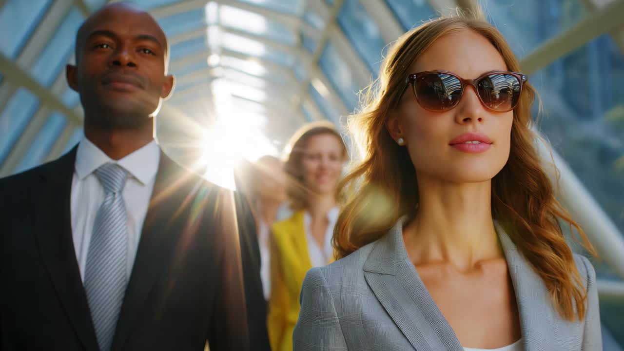 Business Professionals Walking in Office Building