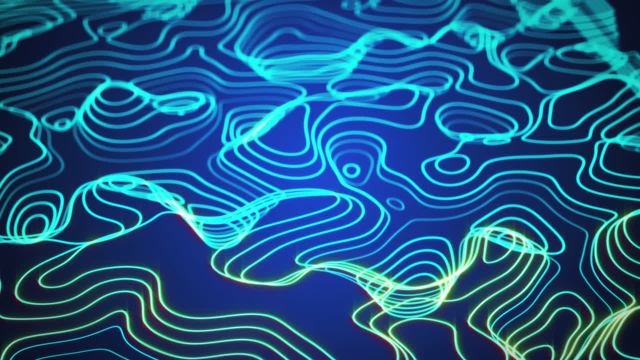 animación de líneas de contorno azules que se forman y distorsionan sobre líneas de contour blancas