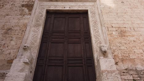 entrance of concattedrale di san giovenale in narni seen from piazza garibaldi