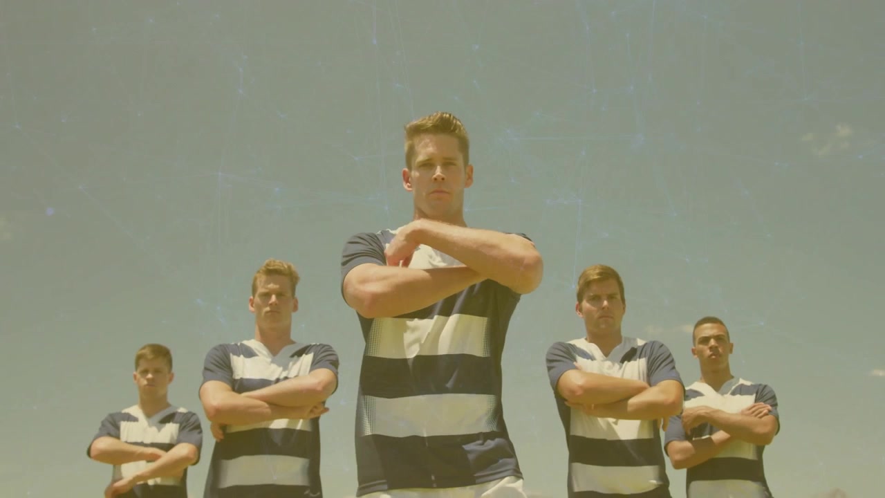 Gruppo di giocatori di rugby in divisa