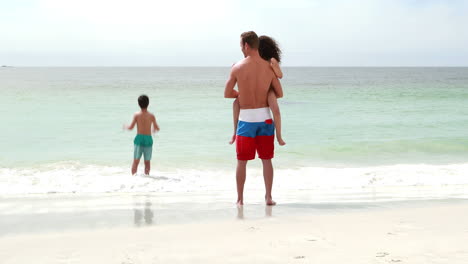 family on the beach
